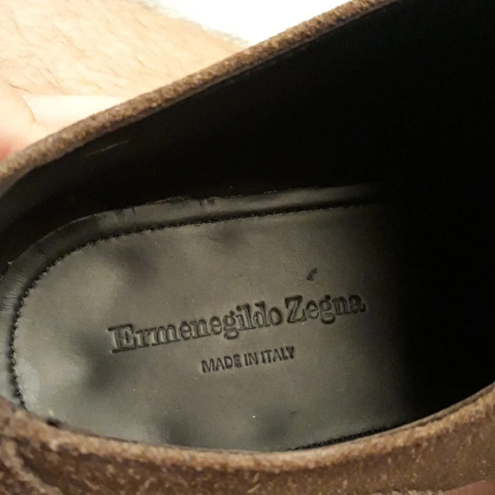 ERMENEGILDO ZEGNA Tan Brown Suede Leather Sz 7.5 Wingtip Mens Dress Shoes RECENT